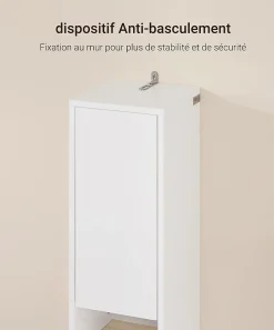 Sobuy Meuble Colonne Salle de Bain, 1 Tiroir, 2 Portes, Étagères Réglables BZR34-WN* Colonne De Salle De Bains