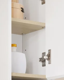 Sobuy Meuble Colonne Salle de Bain, 1 Tiroir, 2 Portes, Étagères Réglables BZR34-WN* Colonne De Salle De Bains