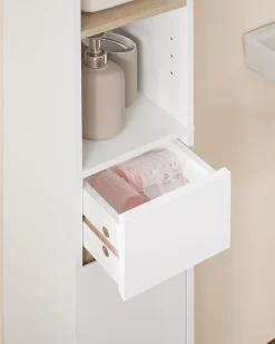 Sobuy Meuble Colonne Salle de Bain, 1 Tiroir, 2 Portes, Étagères Réglables BZR34-WN* Colonne De Salle De Bains