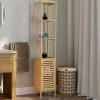 IDMarket Meuble colonne salle de bain bambou BEA 1 porte