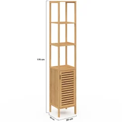IDMarket Meuble colonne salle de bain bambou BEA 1 porte