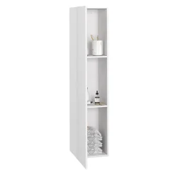 IDMarket Meuble colonne salle de bain suspendu blanc LILA* Armoire De Salle De Bains