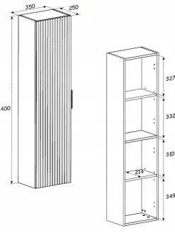 Furnidea Meuble colonne suspendu de salle de bain ADEL NOIR 35 x 140 cm
