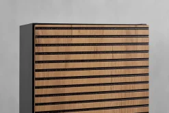 Furnidea Meuble colonne suspendu de salle de bain AURA LOFT noir et chêne 35/136 cm* Colonne De Salle De Bains