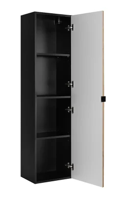 Furnidea Meuble colonne suspendu de salle de bain AURA LOFT noir et chêne 35/136 cm* Colonne De Salle De Bains