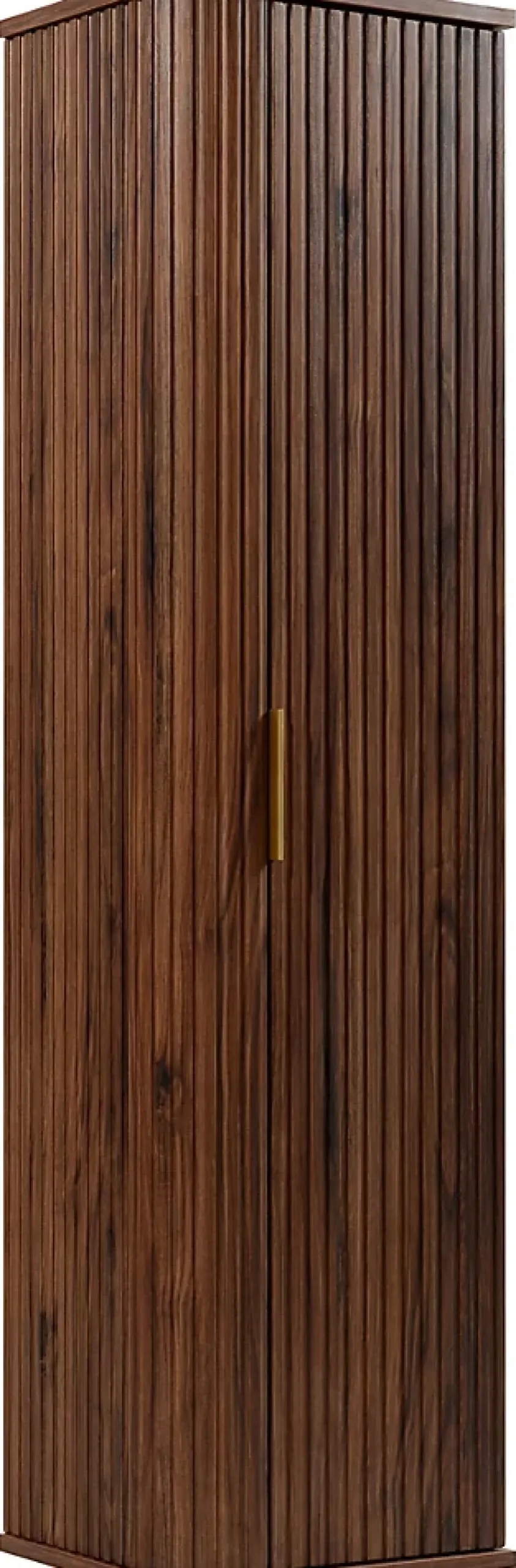 Furnidea Meuble colonne suspendu de salle de bain GLAMOUR coloris noyer foncé 35 x 139 cm* Colonne De Salle De Bains