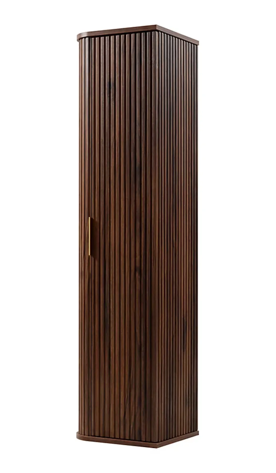 Furnidea Meuble colonne suspendu de salle de bain GLAMOUR coloris noyer foncé 35 x 139 cm* Colonne De Salle De Bains