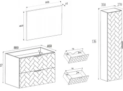 Furnidea Meuble colonne suspendu de salle de bain MADIS NOIR 35 X 136 cm G* Colonne De Salle De Bains