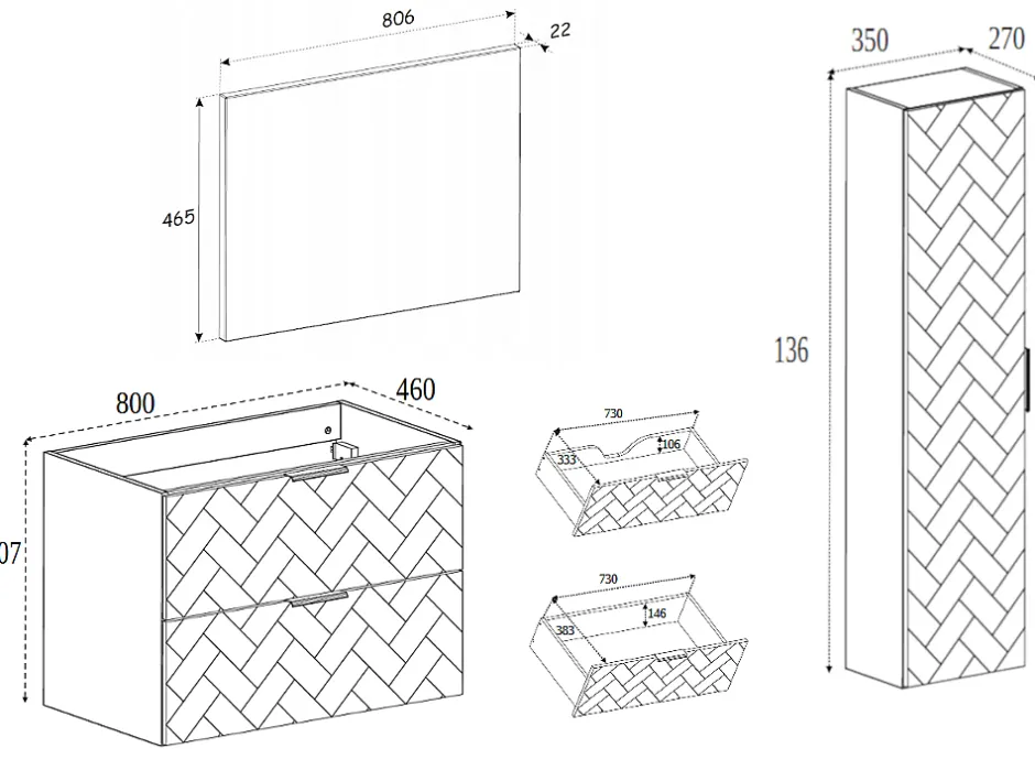 Furnidea Meuble colonne suspendu de salle de bain MADIS NOIR 35 X 136 cm G* Colonne De Salle De Bains