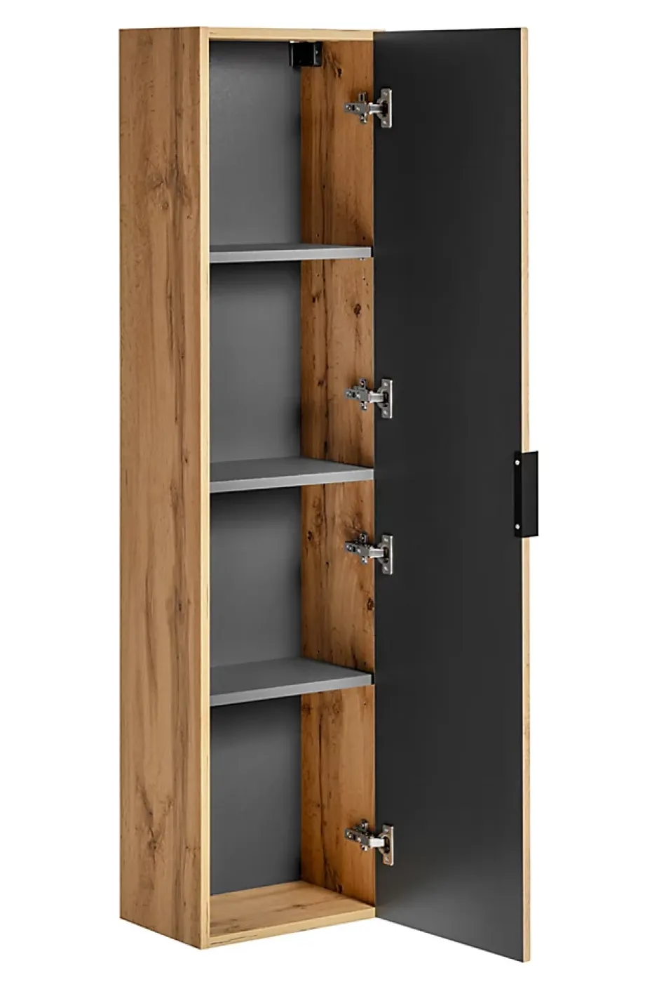 Furnidea Meuble colonne suspendu de salle de bain ADEL CHÊNE 35 x 140 cm