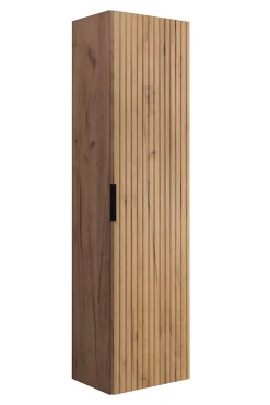 Furnidea Meuble colonne suspendu de salle de bain FLOW chêne 35 x 136 cm