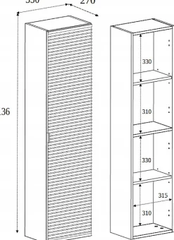 Furnidea Meuble colonne suspendu de salle de bain FLOW chêne 35 x 136 cm