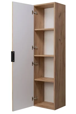 Furnidea Meuble colonne suspendu de salle de bain FLOW chêne 35 x 136 cm