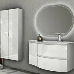 Meuble complément sous vasque blanc Vague 34 cm version gauche* Meuble Sous-Vasque