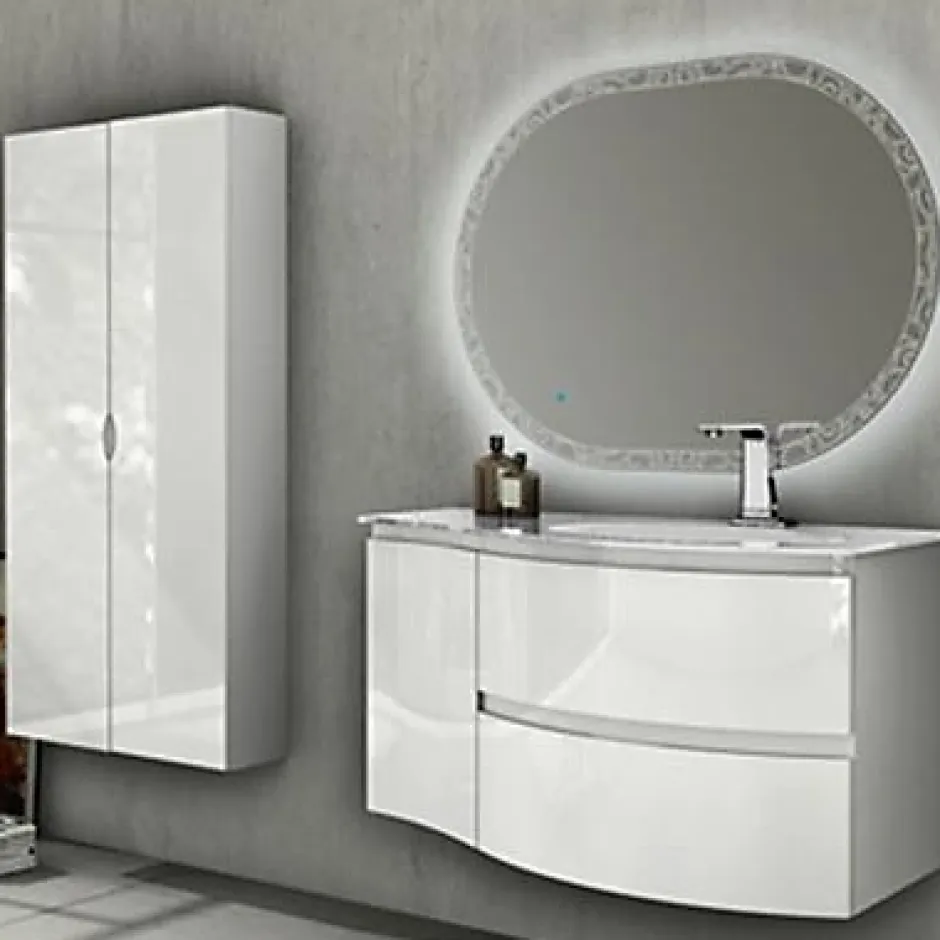 Meuble complément sous vasque blanc Vague 34 cm version gauche* Meuble Sous-Vasque