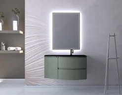 Meuble complément sous vasque kaki mat Vague 34 cm version gauche* Meuble Sous-Vasque
