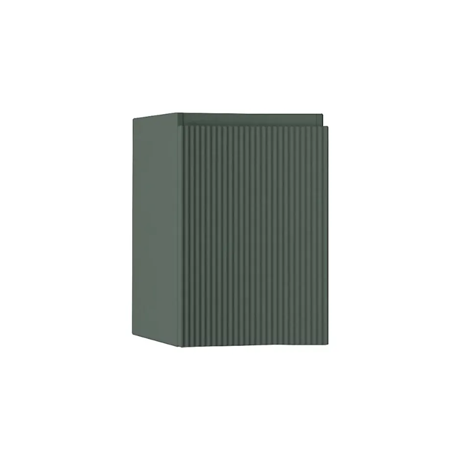 Meuble complément sous vasque vert mat strié l.34 x H.55 x P.41 cm version gauche, Vague