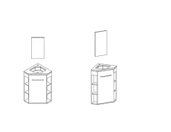 Ondee Meuble d’angle tout en un compact H.84 x l.46 cm, blanc mat, porte décor bois, Nova