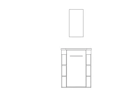 Ondee Meuble d’angle tout en un compact H.84 x l.46 cm, noir mat, porte décor bois, Nova* Lave-Mains|Meuble Vasque