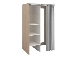 Vente-unique Meuble de buanderie avec rideau pour double machine à laver - Naturel clair - L111 x H184 cm - JAZANO