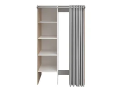 Vente-unique Meuble de buanderie avec rideau pour double machine à laver - Naturel clair - L111 x H184 cm - JAZANO