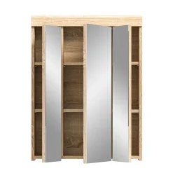 Meublorama Meuble de rangement avec miroir RIDLEY Blanc et chene clair* Miroir Simple