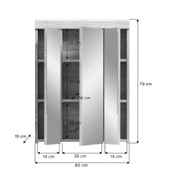 Meublorama Meuble de rangement avec miroir RIDLEY Blanc et chene clair* Miroir Simple