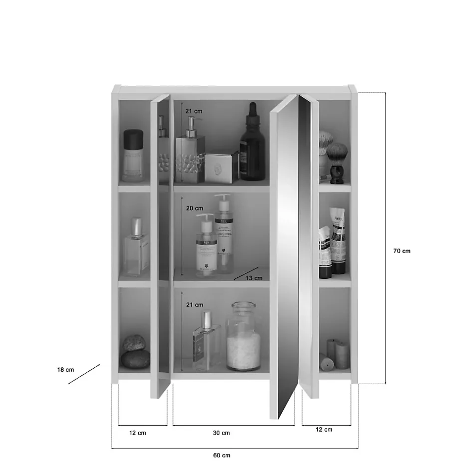 Meublorama Meuble de rangement avec miroirs et LED Blanc laqué KLEANKIN* Armoire De Salle De Bains