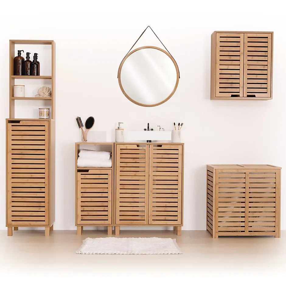 5Five Meuble de rangement Colonne en Bambou 1 Porte H 168 cm