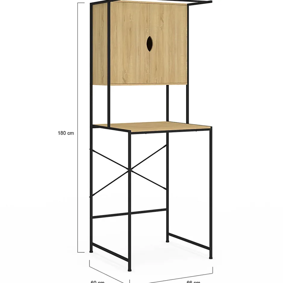 IDMarket Meuble de rangement dessus machine à laver avec placard DETROIT design industriel