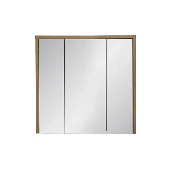 Meublorama Meuble de rangement GABI 80 cm 3 portes miroir Finition ardoise et bois Meuble suspendu* Armoire De Salle De Bains