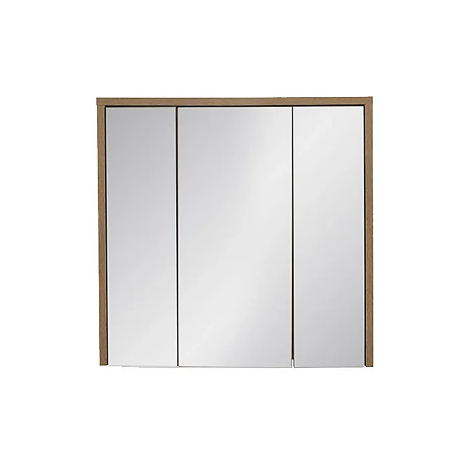 Meublorama Meuble de rangement GABI 80 cm 3 portes miroir Finition ardoise et bois Meuble suspendu* Armoire De Salle De Bains