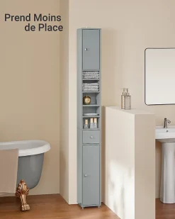 Sobuy Meuble de Rangement Meuble Colonne Armoire de Toilette, BZR34-HG,* Meuble De Salle De Bains Faible Profondeur|Colonne De Salle De Bains