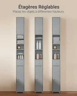 Sobuy Meuble de Rangement Meuble Colonne Armoire de Toilette, BZR34-HG,* Meuble De Salle De Bains Faible Profondeur|Colonne De Salle De Bains