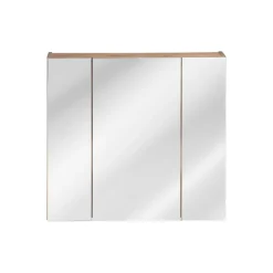 Meublorama Meuble de rangement NALYA 75 cm Chene clair 3 portes avec miroirs suspendu* Armoire De Salle De Bains
