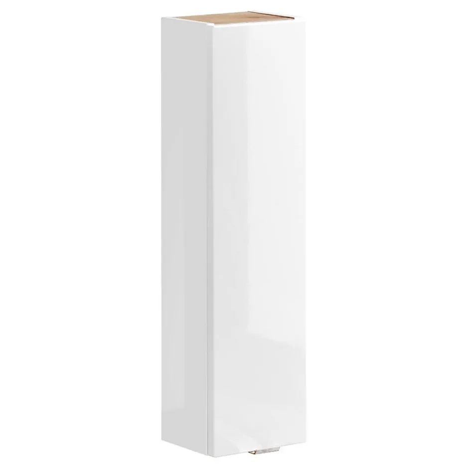 Meublorama Meuble de rangement NALYA 75 cm Blanc brillant et chene clair Elément mural compact* Armoire De Salle De Bains