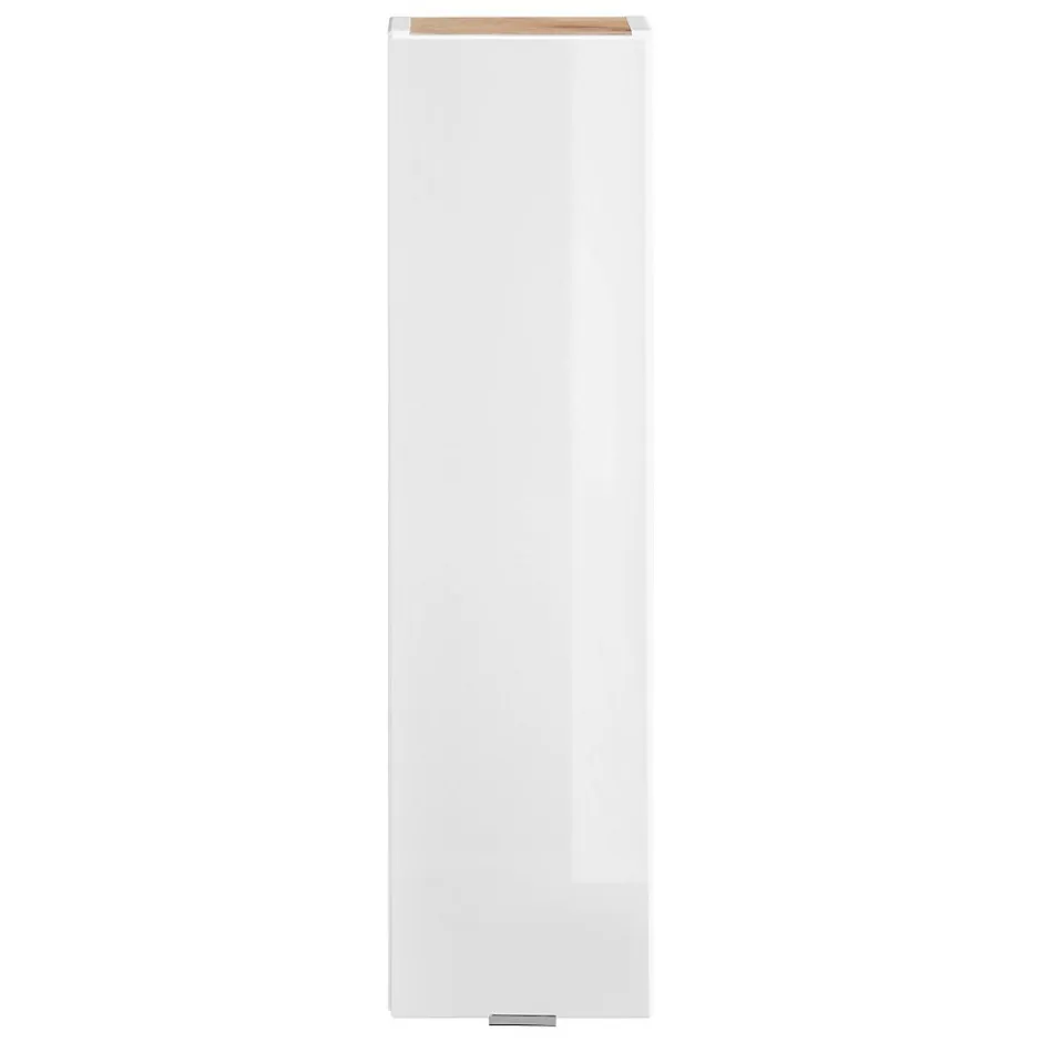 Meublorama Meuble de rangement NALYA 75 cm Blanc brillant et chene clair Elément mural compact* Armoire De Salle De Bains