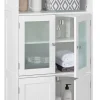 Giantex Meuble de Rangement pour Salle de Bain avec 3 Parties, Rangement 6 Niveaux avec 2 étagères Ouvertes et 2 Compartiments, Blanc* Armoire De Salle De Bains|Meuble De Salle De Bains Faible Profondeur