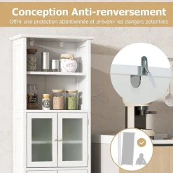 Giantex Meuble de Rangement pour Salle de Bain avec 3 Parties, Rangement 6 Niveaux avec 2 étagères Ouvertes et 2 Compartiments, Blanc* Armoire De Salle De Bains|Meuble De Salle De Bains Faible Profondeur