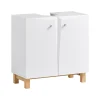 Sobuy Meuble de Rangement pour Salle de Bain avec 2 Portes, BZR92-W,