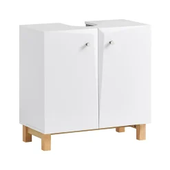 Sobuy Meuble de Rangement pour Salle de Bain avec 2 Portes, BZR92-W,