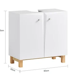 Sobuy Meuble de Rangement pour Salle de Bain avec 2 Portes, BZR92-W,