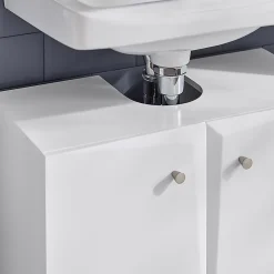 Sobuy Meuble de Rangement pour Salle de Bain avec 2 Portes, BZR92-W,
