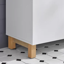 Sobuy Meuble de Rangement pour Salle de Bain avec 2 Portes, BZR92-W,