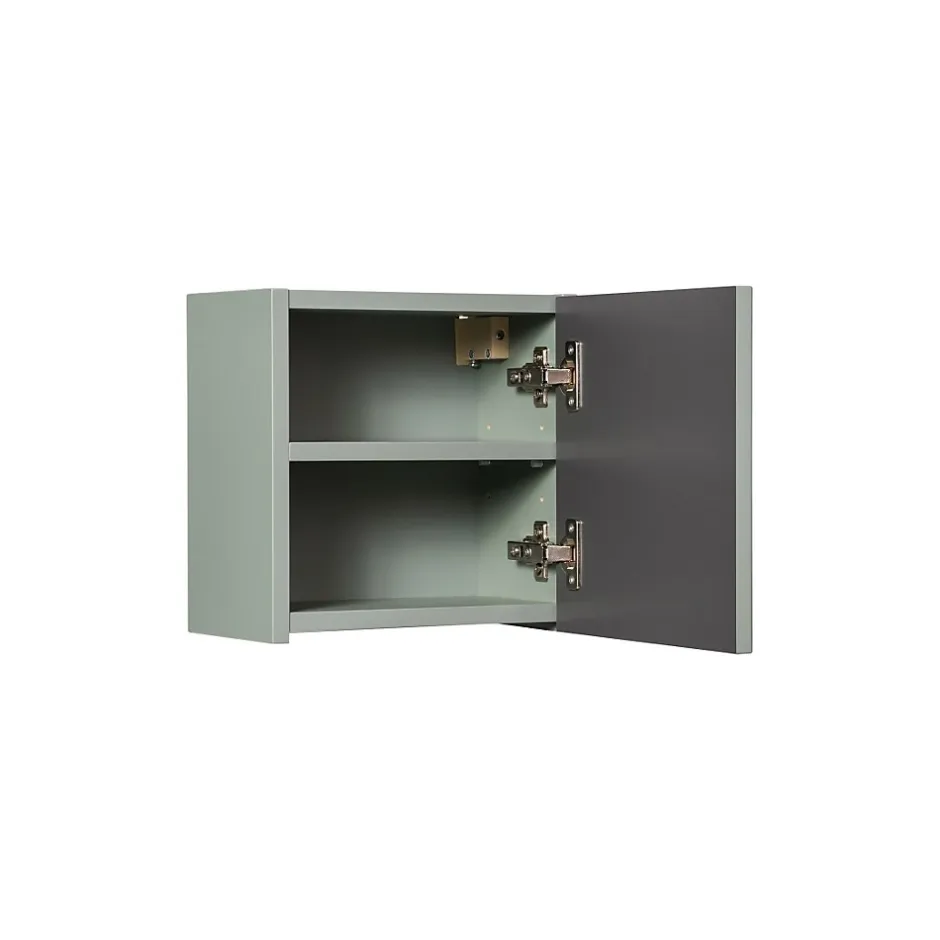 Meublorama Meuble de rangement salle de bain ELVINA 1 porte 30x30 cm Vert sauge pastel Meuble suspendu* Armoire De Salle De Bains