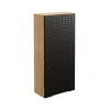 Meublorama Meuble de rangement salle de bain VELNIA 1 porte 35 cm Coloris chene clair et noir Meuble suspendu