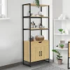 IDMarket Meuble de rangement salle de bain DETROIT 3 étagères 1 placard 1 tiroir design industriel