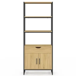 IDMarket Meuble de rangement salle de bain DETROIT 3 étagères 1 placard 1 tiroir design industriel