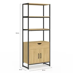 IDMarket Meuble de rangement salle de bain DETROIT 3 étagères 1 placard 1 tiroir design industriel