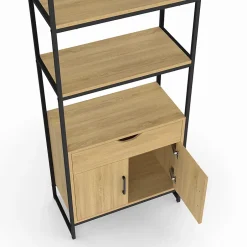 IDMarket Meuble de rangement salle de bain DETROIT 3 étagères 1 placard 1 tiroir design industriel